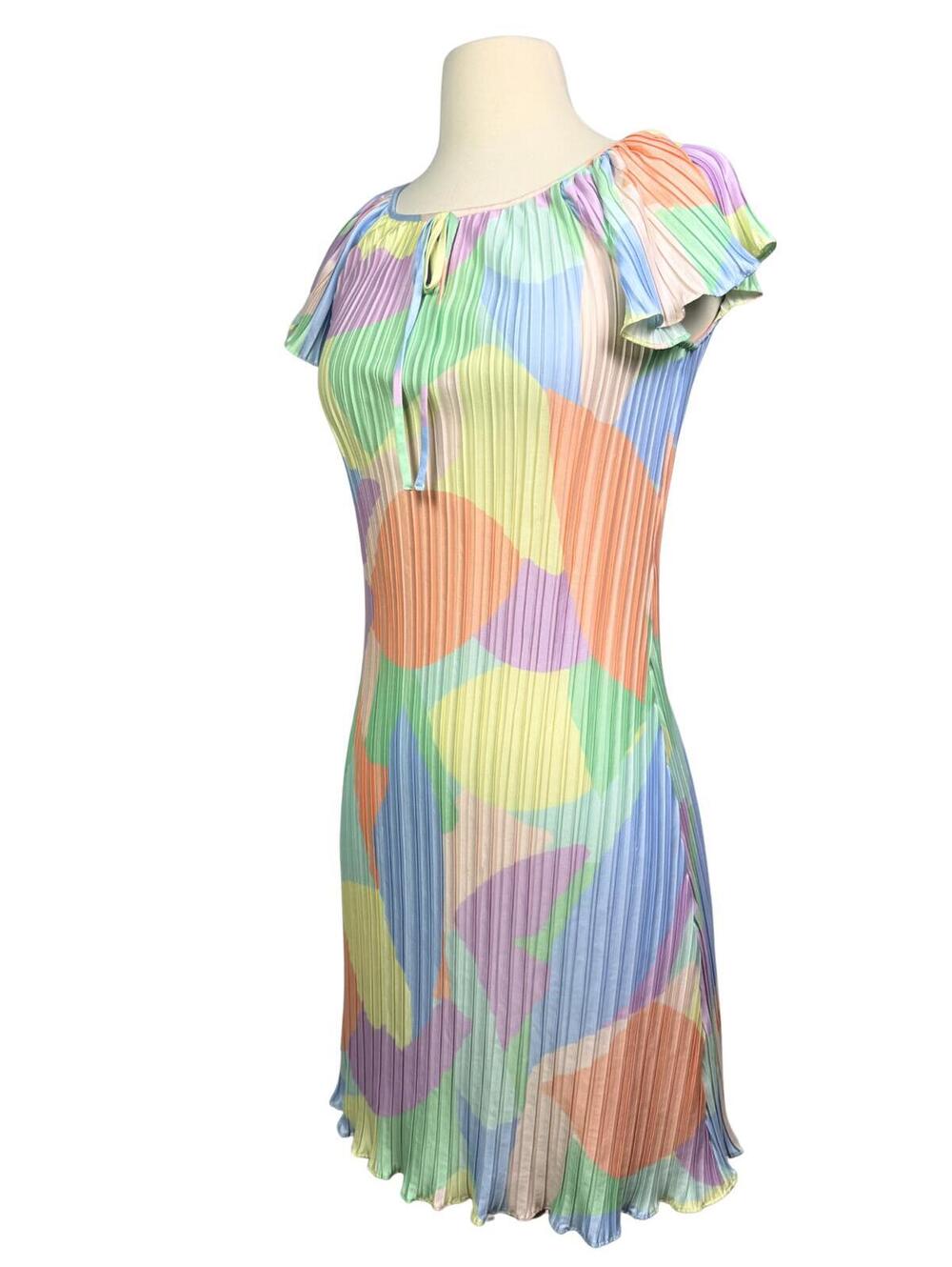 DKNY Pleated Pastel Abstract Print Dress Size 2